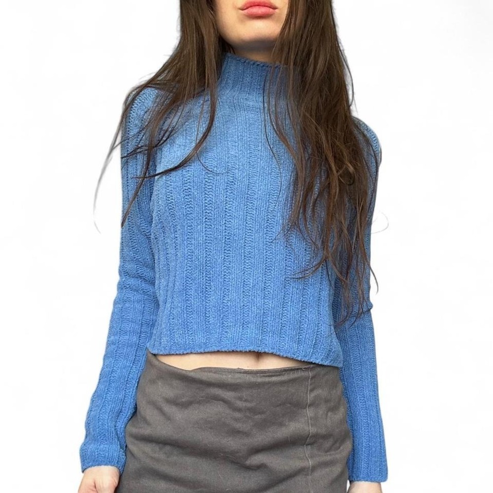 American Eagle soft mock neck sweater in blue